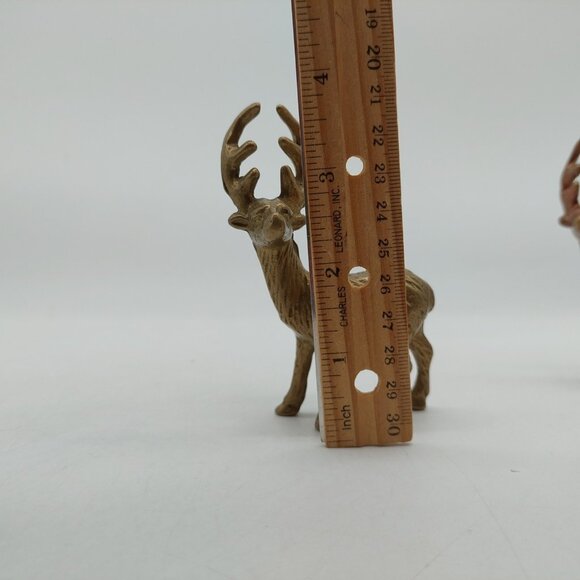 Brass Deer Reindeer Elk Stag Buck Figurine Textured Body 3.5" - Picture 4 of 6
